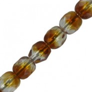 Abalorios facetadas cristal Checo Fire Polished 4mm - Crystal amber